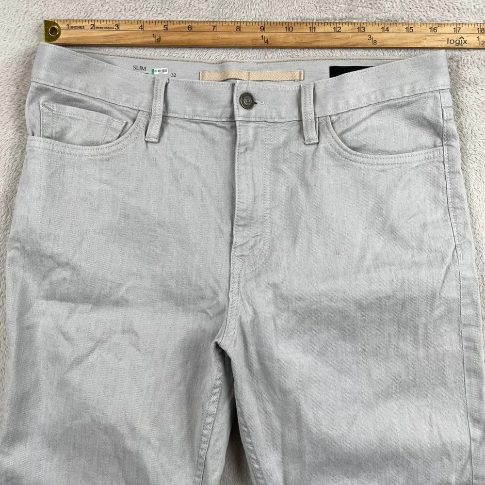 Banana Republic Traveler Pants Men 32x30 Slim Fit Gray Linen Blend Preppy